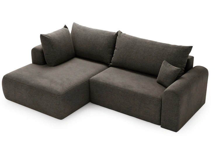 Ecksofa L-Form mit Schlaffunktion und Bettkasten Savana Bis Grau