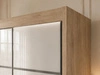 Schiebetürenschrank mit Sprossen 150 cm mit LED-Beleuchtung Ponti Eiche Sonoma, Weiß