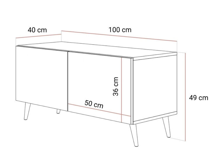 TV-Lowboard mit Türen und LED-Beleuchtung auf Goldenen Metallbeinen 100 cm Noaé Weiß Hochglanz