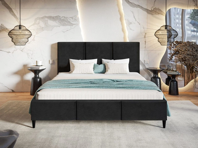 Polsterbett mit Lattenrost 140x200 Trio Schwarz