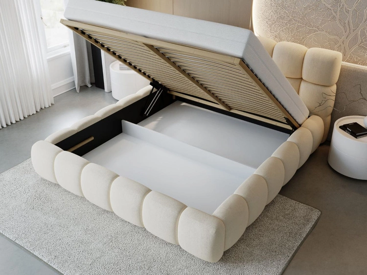 Polsterbett mit Bettkasten und Lattenrost 200x200 Modo Beige
