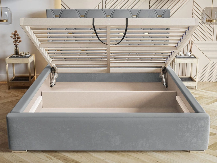 Polsterbett mit Bettkasten und Lattenrost 120x200 Tasso Grau