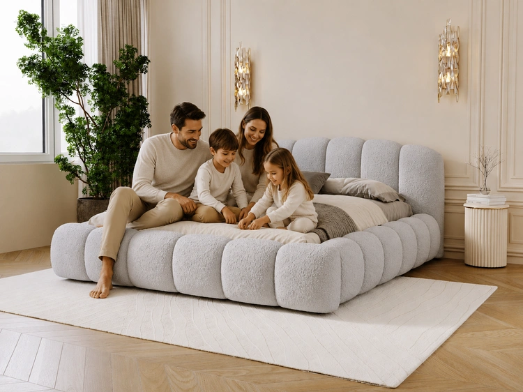Polsterbett mit Stauraum und Lattenrost 140x200 Cloud Soft Grau