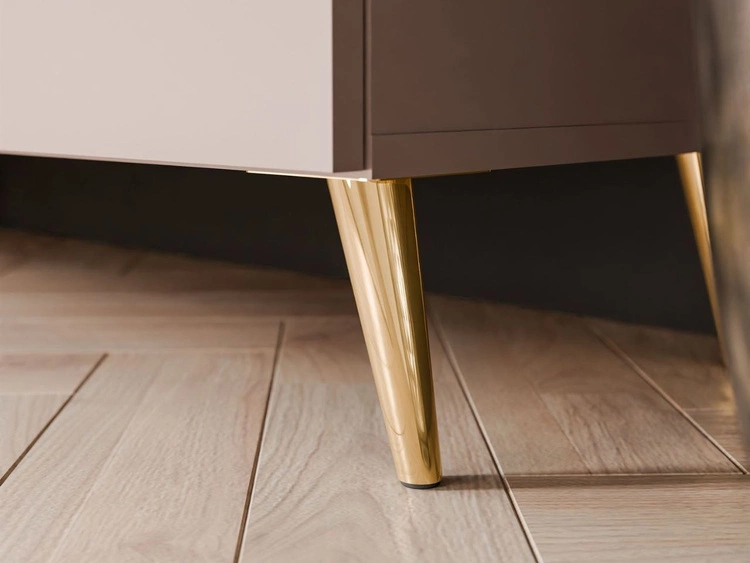 TV-Lowboard mit Türen und LED-Beleuchtung auf Goldenen Metallbeinen 200 cm Noaé Kaschmir
