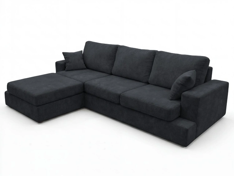 Ecksofa L-Form fürs Wohnzimmer Nesto Links Schwarz