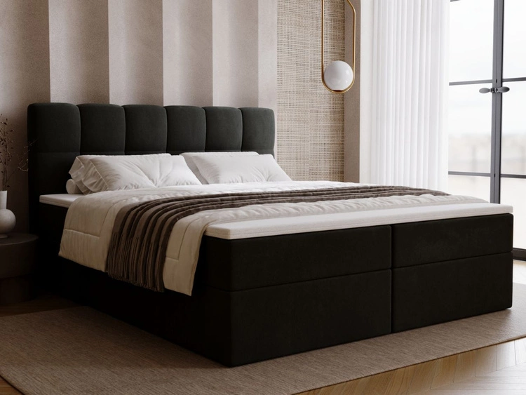 Boxspringbett mit Bettkasten 200x200 Maison Dunkelgrau
