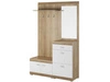 Garderobe mit Spiegel und Kleiderhaken Reno Riviera Eiche, Weiß