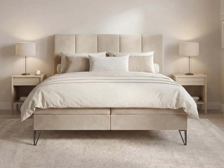 Boxspringbett mit Bettkasten 120x200 Vendi Beige