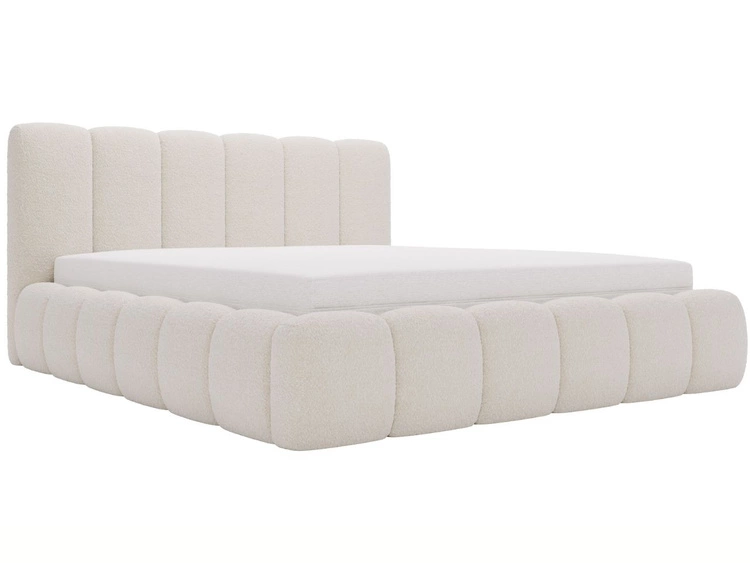 Polsterbett mit Bettkasten und Lattenrost 140x200 Cloud Bouclé-Stoff Beige