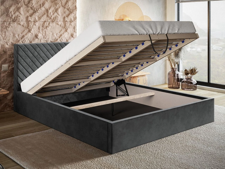 Polsterbett mit Bettkasten und Lattenrost 120x200 Esma Beige