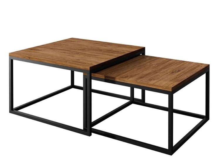 Couchtisch auf schwarzem Gestell Asumi Eiche Stirling 36x42