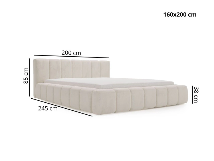 Polsterbett mit Bettkasten und Lattenrost 160x200 Orio Braun