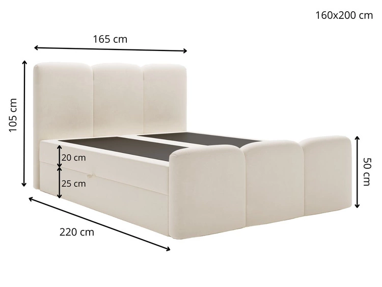 Boxspringbett mit Bettkasten 160x200 Campi Schwarz