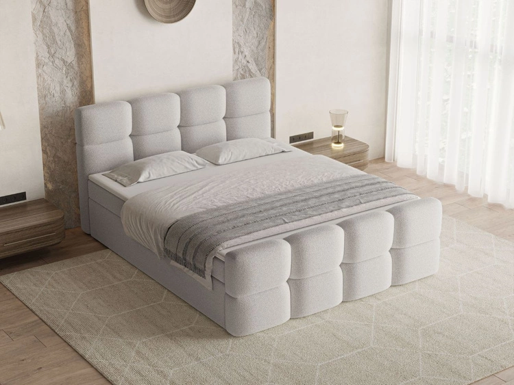 Boxspringbett mit Bettkasten 160x200 Rivon Hellgrau