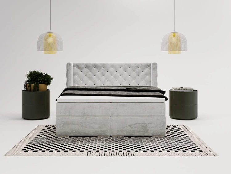 Boxspringbett mit Bettkasten 160x200 Lion Hellgrau