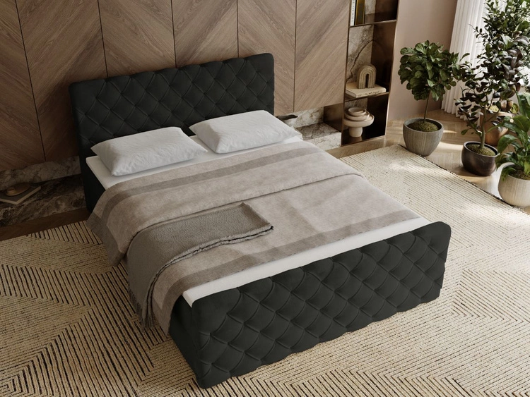 Boxspringbett mit Bettkasten 120x200 Lunaris Schwarz