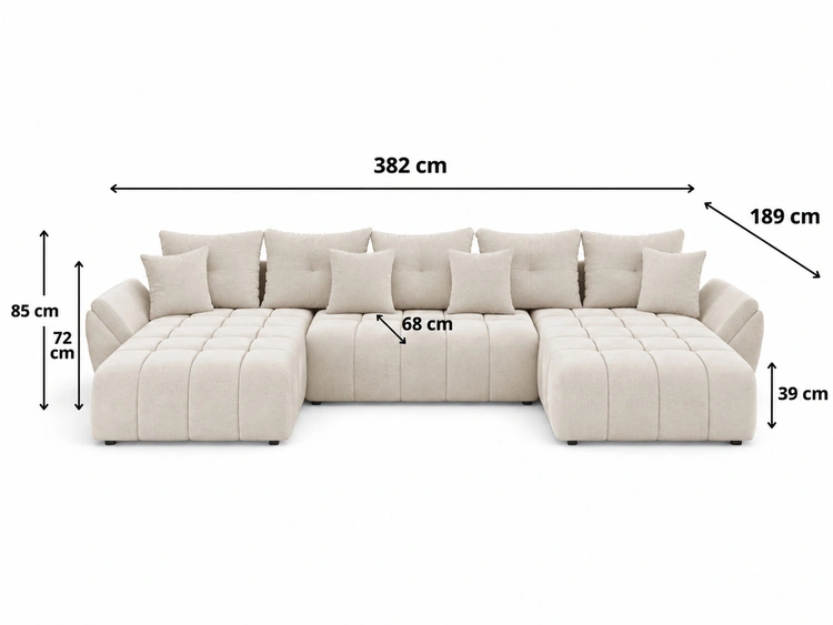 Wohnlandschaft mit Schlaffunktion und Bettkasten Decor U Anthrazit