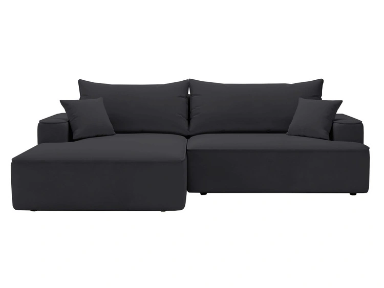 Ecksofa L-Form Links mit Schlaffunktion und Bettkasten California Schwarz