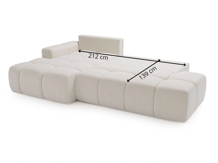 Ecksofa L-Form Links mit Schlaffunktion und Bettkasten Montero Weiß