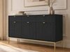Kommode mit Türen und Schubladen Amber Schwarz, Gold Frame