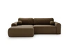 Ecksofa L-Form mit Schlaffunktion und Bettkasten Savana Links Bouclé-Stoff Braun