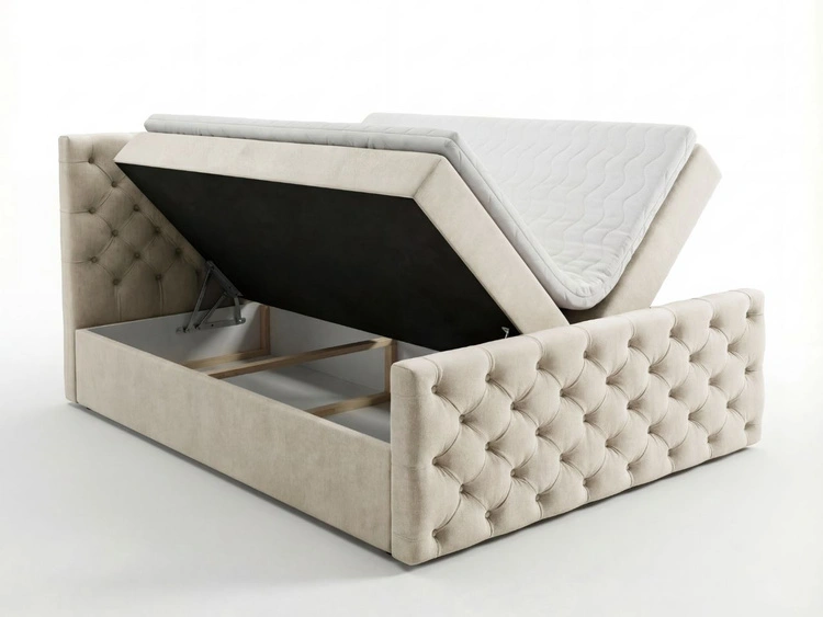 Boxspringbett mit Bettkasten 160x200 Montego Creme