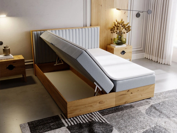 Boxspringbett mit Bettkasten 160x200 Forest Hellgrau