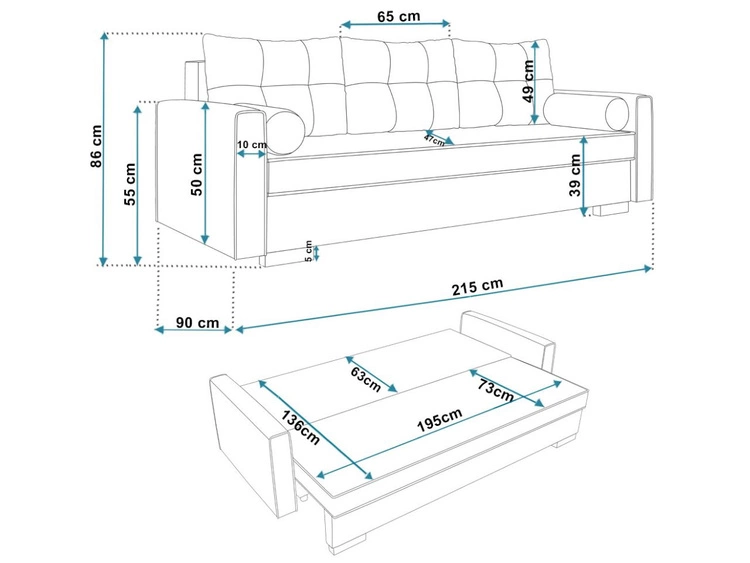 Schlafsofa mit Bettfunktion und Bettkasten Pori Beige