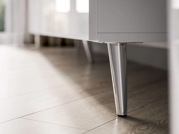 TV-Lowboard mit Türen auf Silbernen Metallbeinen 200 cm Noaé Weiß Hochglanz