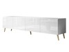 TV-Lowboard mit Türen auf Goldenen Metallbeinen 200 cm Nodoo Weiß Hochglanz