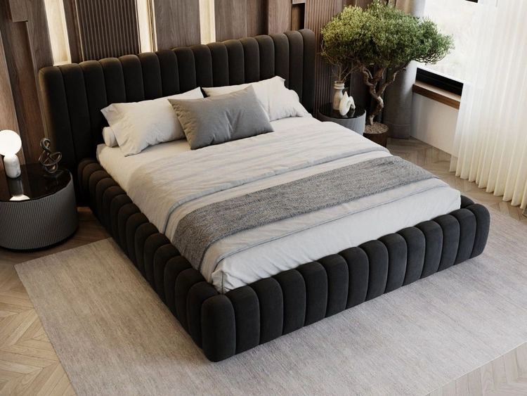 Polsterbett mit Bettkasten und Lattenrost 140x200 Bliss Schwarz