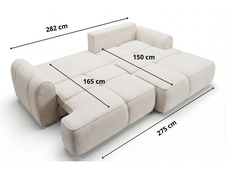 Ecksofa L-Form Links mit Schlaffunktion und Bettkasten Bonno Schwarz