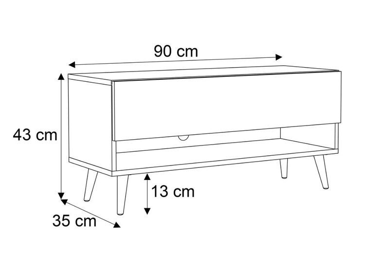 TV-Schrank 90 cm mit LED-Beleuchtung und schwarzen Beinen Aurelie Kaschmir matt