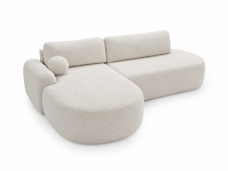 Ecksofa L-Form Links mit Schlaffunktion und Bettkasten Aurio O Weiß