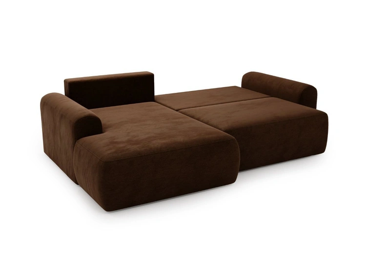 Ecksofa L-Form mit Schlaffunktion und Bettkasten Savana Links Braun