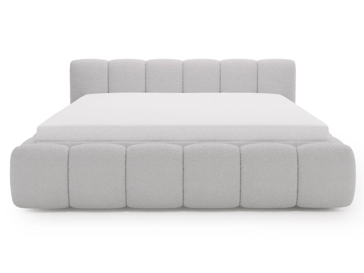 Polsterbett mit Bettkasten und Lattenrost 120x200 Cloud Low Bouclé-Stoff Grau