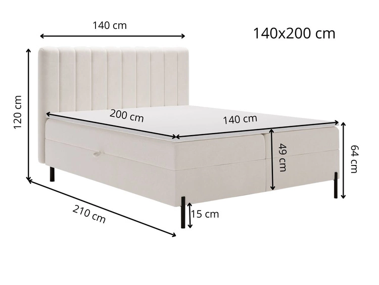 Boxspringbett mit Bettkasten 140x200 Primavera Grün