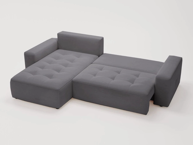 Ecksofa L-Form Links mit Schlaffunktion und Bettkasten Portland Grau