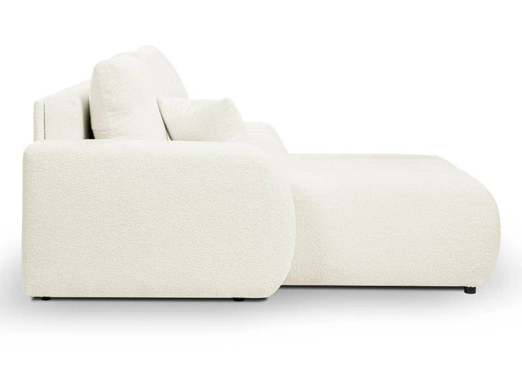 Ecksofa mit Schlaffunktion und Bettkasten Links Adoro Creme