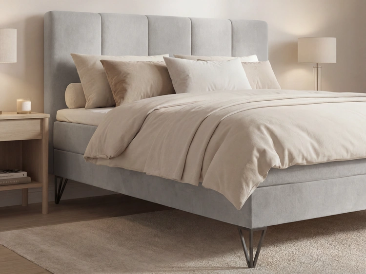 Boxspringbett mit Bettkasten 120x200 Vendi grau