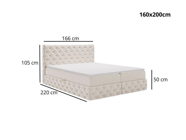 Boxspringbett mit Bettkasten 160x200 Canolo Creme
