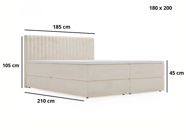 Boxspringbett mit Bettkasten 180x200 Marbella Beige