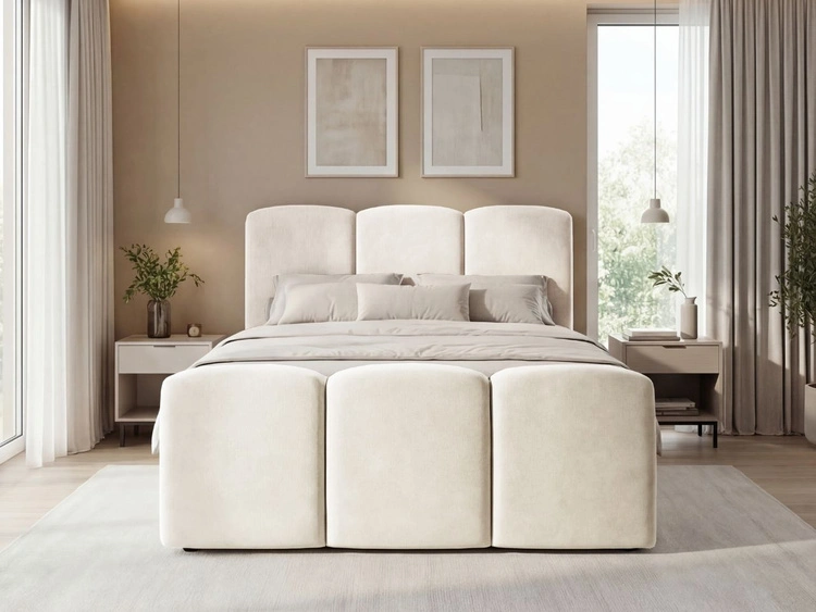 Boxspringbett mit Bettkasten 140x200 Campi Creme