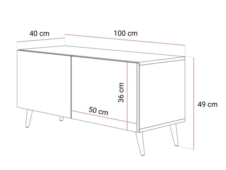 TV-Lowboard mit Türen auf Schwarzen Metallbeinen 100 cm Nodoo Kaschmir