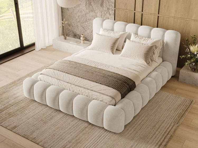 Polsterbett mit Bettkasten und Lattenrost 140x200 Averia Beige
