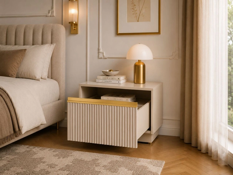 Nachttisch mit Schublade Roland Beige