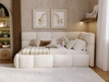 Gepolstertes Jugend-Einzelbett mit Bettkasten und Lattenrost 90x200 Modo One Links Beige