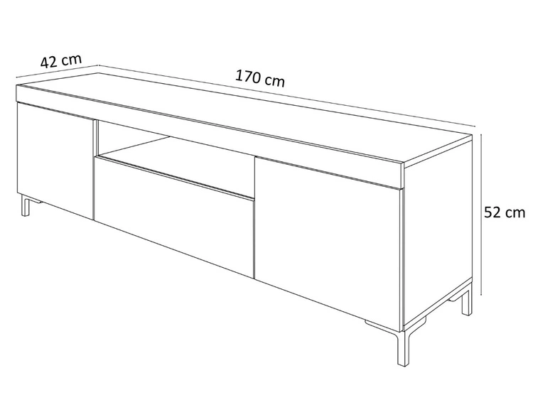Wohnzimmer-Set – TV-Schrank und Kommode auf schwarzen Füßen Asumi Weiß und Eiche Wotan