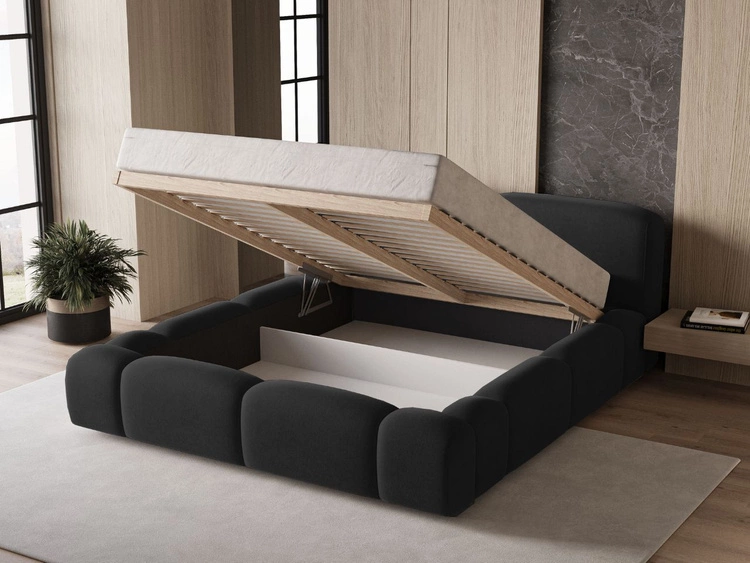 Polsterbett mit Bettkasten und Lattenrost 180x200 Aubi Schwarz