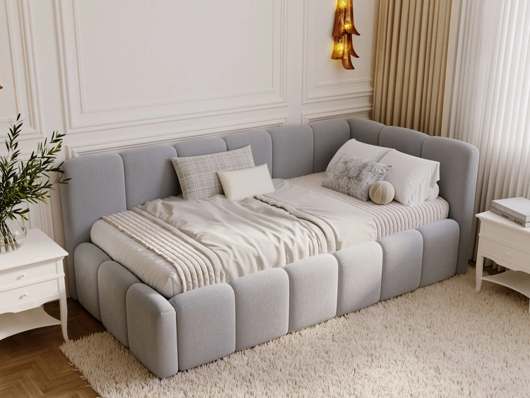 Jugendbett Einzelbett mit Bettkasten und Lattenrost 90x200 Cloud One Grau